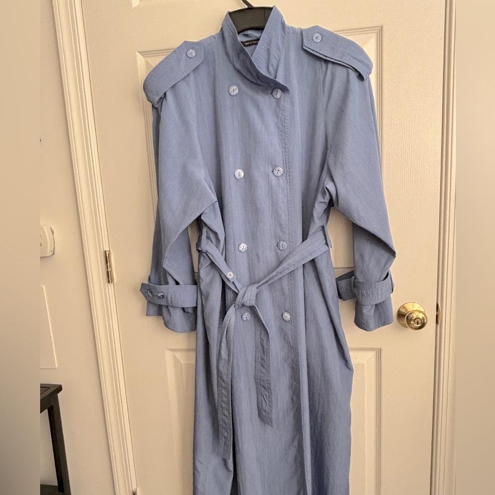 FLEETSTREET TRENCH COAT DOUBLE BREASTED BLUE BUTTON MILITARY STYLE   PLUS SZ 3XL - Picture 8 of 12
